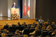 Business conference.Lecturer is blurred - longer exposure time