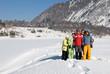 Friends in winter mountain