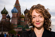 Smiling woman on the Red Square in Moscow, Russia