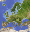 Shaded relief map of Europe, colored for vegetation. Shaded relief map of Europe, colored for vegetation.