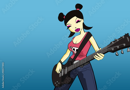 Illustration: jeune femme 10 -guitare jeune femme 10 -guitare