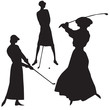 woman golf player silhouette vector woman golf player silhouette vector