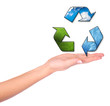 female hands and conceptual recycling symbol female hands and conceptual recycling symbol