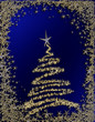 starry Christmas tree on blue background