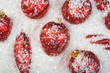 An image of christmas ornaments in snow