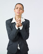 woman imploring
