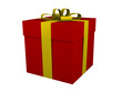 red gift box with yellow ribbon and bow isolated on white red gift box with yellow ribbon and bow isolated on white