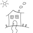 dessin de maison sur colline