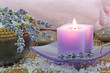 Lavender spa on bamboo mat Lavender spa on bamboo mat