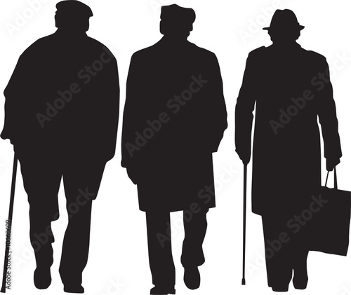 people silhouettes vector. old people silhouettes vector