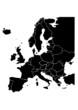 Europa Landkarte Länder schwarz