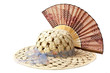 Straw hat and fan.