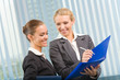 Two businesswomen working together at office