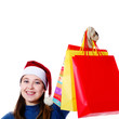 Smiling girl with bags