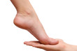 Man's hand and woman's feet Man's hand and woman's feet