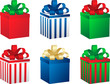 Set of six gift boxes. Vector.