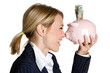 Woman Holding Piggy Bank
