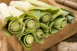 Leeks In A Wooden Tray