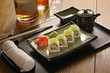 Sushi on a plate, japan cuisine