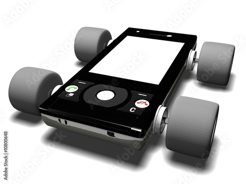 Illustration: Mobile phone with wheels Mobile phone with wheels