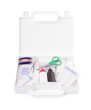 Open first aid kit isolated on white background.