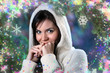 Beautiful young woman in winter forest