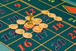 Roulette gambling chips on the table
