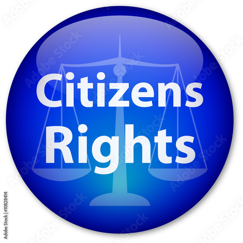 Illustration: "Citizens Rights" button with scales of justice "Citizens Rights" button with scales of justice