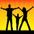 Family and sunset