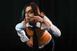 Foto: Young Woman holding Magnifying Glass Young Woman holding Magnifying Glass