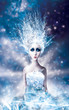Fairy-tale girl on a background night star sky