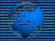 globe with binary code background