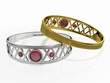 Two rings with red gem