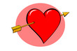 Red valentine with arrow through the heart