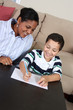 Woman and Boy Writing Woman and Boy Writing