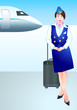Beautiful stewardess waiting for the passengers