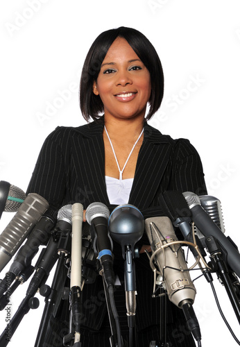 Photo: Woman Behind Microphones Woman Behind Microphones