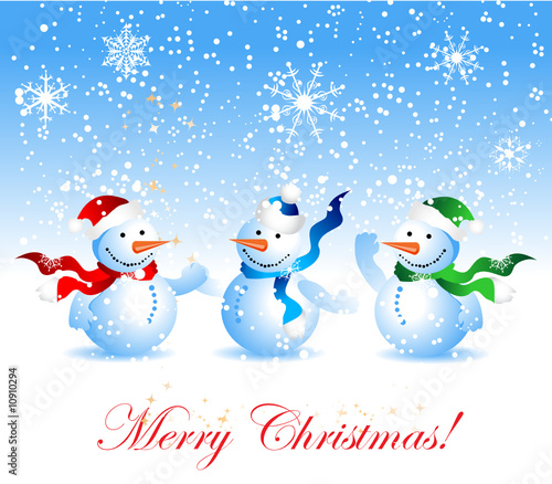 Vector: Christmas card, snowmans Christmas card, snowmans