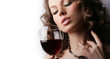 Beautiful woman with glass red wine