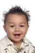 one-year-old toddler boy with funny hair