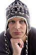portrait of adult man wearing winter cap