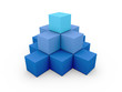 A pyramid made of similar blue boxes on white background A pyramid made of similar blue boxes on white background