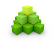 A pyramid made of similar green boxes on white background A pyramid made of similar green boxes on white background