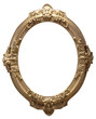 Isolated empty oval golden handmade frame Isolated empty oval golden handmade frame
