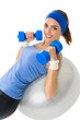 Young happy woman doing fitness exercise, isolated Young happy woman doing fitness exercise, isolated