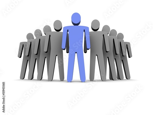 Leader and his team. 3D rendered image. Leader and his team. 3D rendered image.