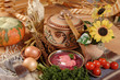 Ukrainian soup and vegetables
