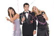 group of elegants friends at a party or a new year party