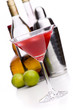 Cosmopolitan diagonal vor  Zutaten und Shaker