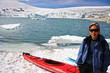 Kayak at glacier lake